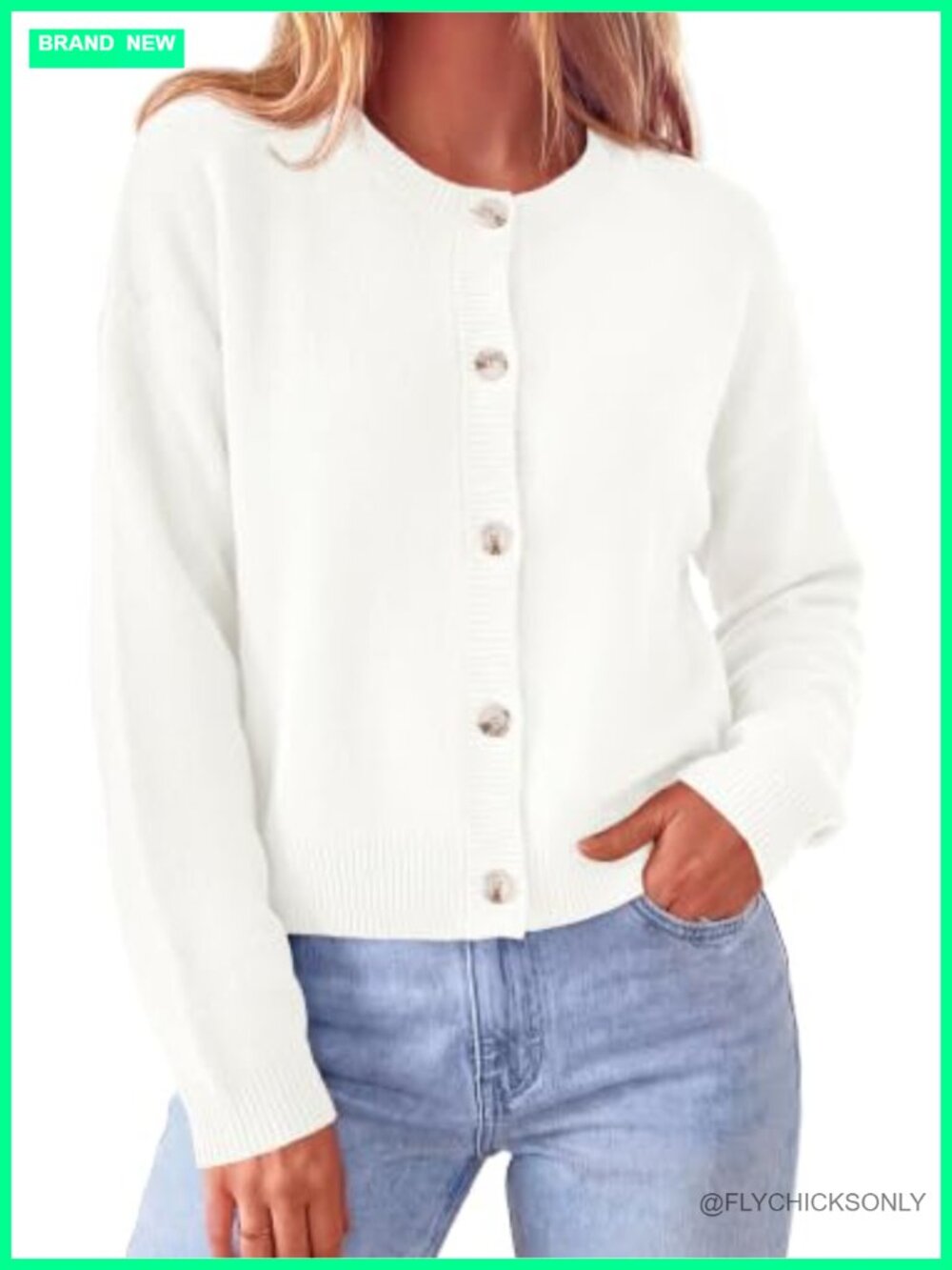 Women's Cropped Cardigan Sweater, Button Down Long Sleeve Knit Lightweight